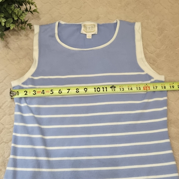 Sail to Sable Blue & White Striped Sleeveless Short Dress, Size Large - Picture 3 of 6